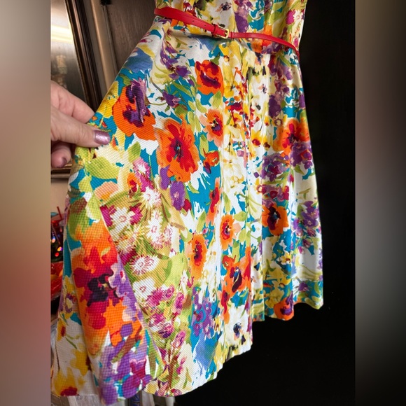 NEW Evan Picone Floral Dress with Red Belt size 12 - Picture 7 of 7